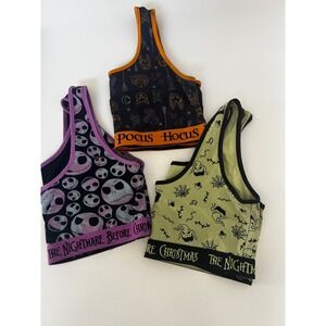 Set of 3 Disney Hocus Pocus Nightmare Before Christmas Sports Bra Bundle‎ Size 2